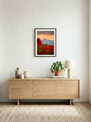 Puy de Dôme et Coquelicots N°2 – Tirage d&rsquo;Art